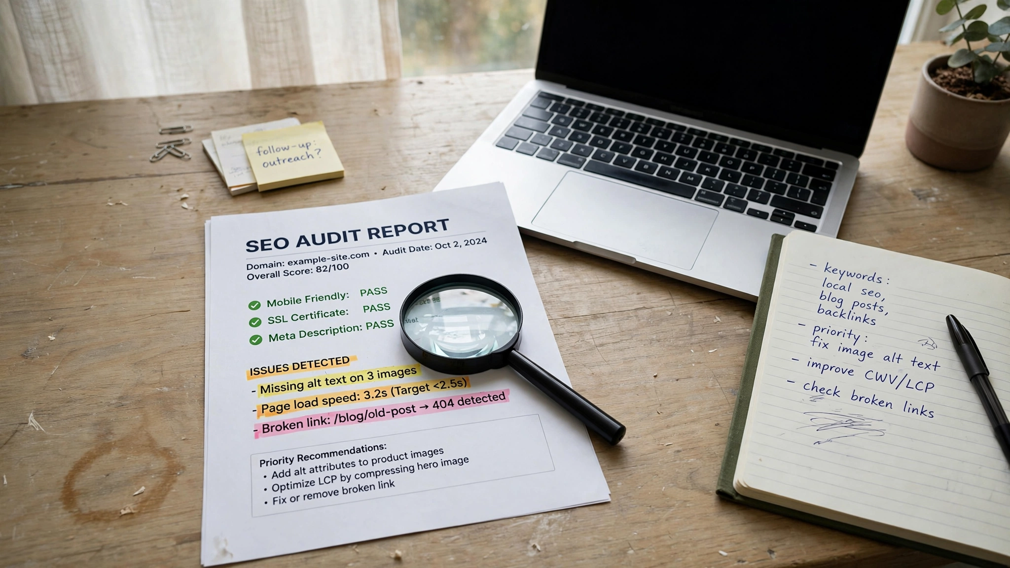 Free SEO audit tool — website health check report
